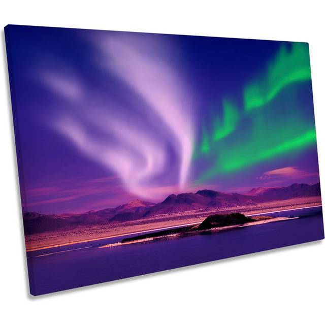 Space Northern Lights Night CANVAS WALL ART Print Picture - Blue (50.8cm H x 76.2cm W)