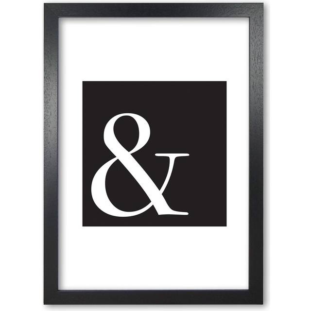 'Ampersand Black' Textual Art - Black Grain Frame (30 cm H x 21 cm W x 5 cm D)