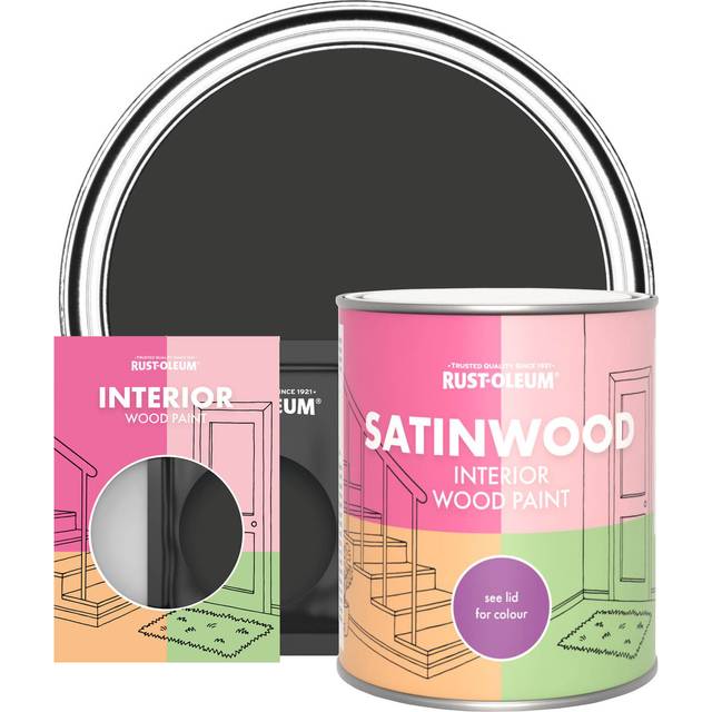 Rust-Oleum Interior Wood Paint, Satinwood - Dark Magic - 750ml - Black