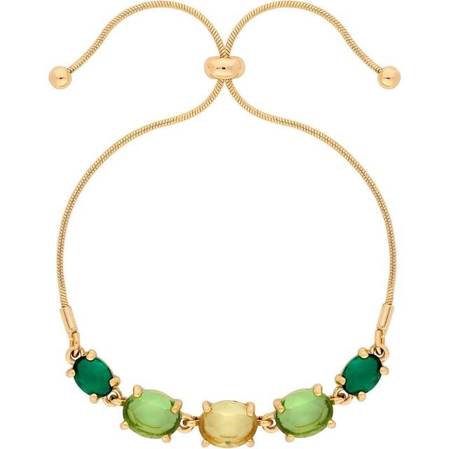 Womens Gold Green Tonal Mixed Stone Set Toggle Bracelet - Metallics - One Size