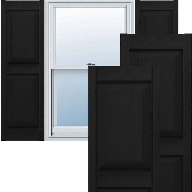 Ekena Millwork Lifetime Vinyl LP2S14X03100BL Standard Two Equal Panel Vinyls  Raised Panel Vinyl Shutters  w/Installation Shutter-Lok's & Matching Scr