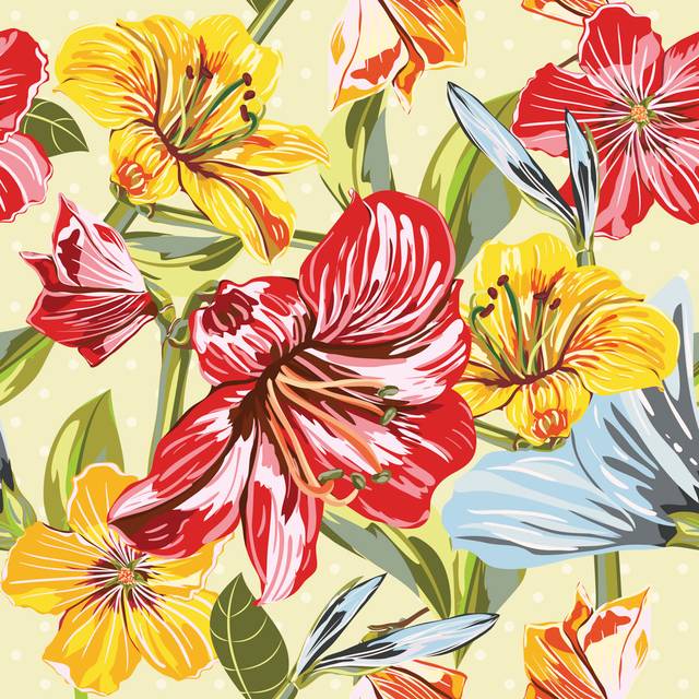 Sciotodale Vector Seamless Floral Hand-drawn Pattern by Phoenix_olga - Print (122cm H x 122cm W x 3.8cm D)