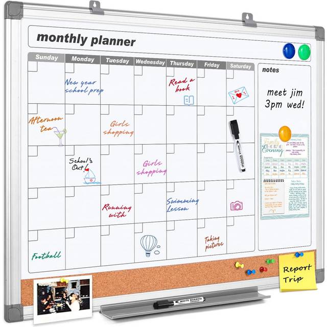 Magnetic Wall Mounted Dry Erase Board - White (90cm W)