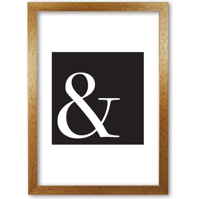 'Ampersand Black' Textual Art - Honey Oak Frame (60 cm H x 42 cm W x 5 cm D)