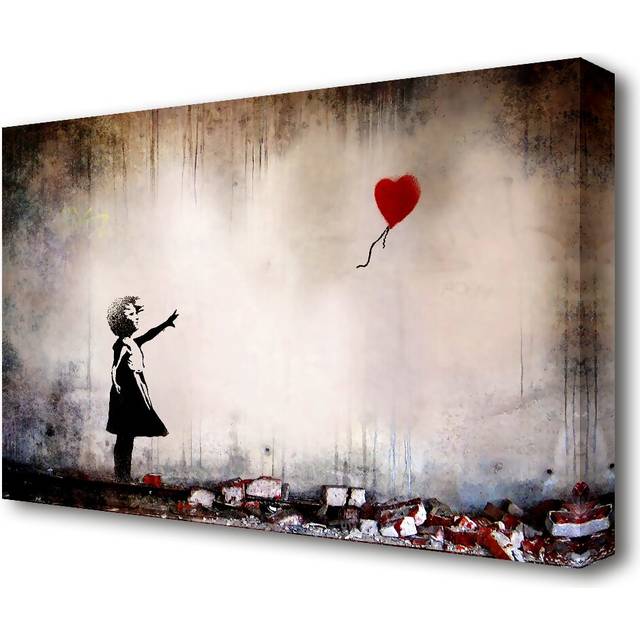 Heart Balloon by Banksy - Wrapped Canvas Graphic Art Print (50.8 cm H x 81.3 cm W)