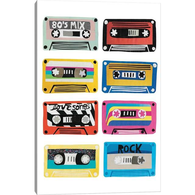 Retro Mix Tapes by Jen Bucheli - Wrapped Canvas Graphic Art (30.48cm H x 20.32cm W x 1.905cm D)