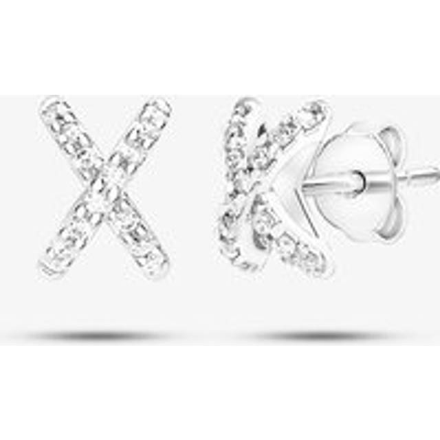 9ct White Gold Stone Set Kiss Stud Earrings 5.59.0432 - Silver
