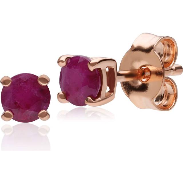Classic Round Ruby Claw Set Stud Earrings in 9ct Rose Gold