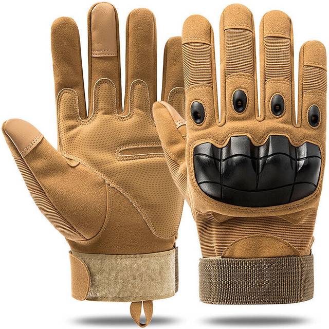 (a-Full Finger Khaki L) Tactical Military Hard Knuckle Gloves Army Airsoft Shooting Gloves Hunting Climbing Hiking Full&Half Finger Touch Screen Glove