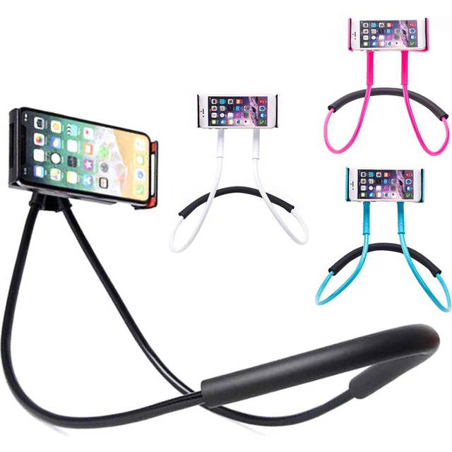 (Purple) Universal 360 Degree Rotation Flexible Neckband Phone Holder Stand Strap Bracket