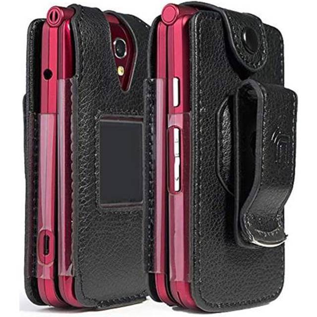 Case for Jitterbug Flip Phone  Nakedcellphone [Black Vegan Leather] Fo