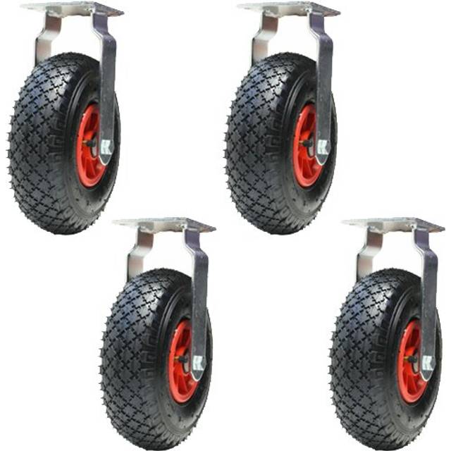 300x4 260mm pneumatic 10 inch castors plastic centre fixed inflated (Set of 4)