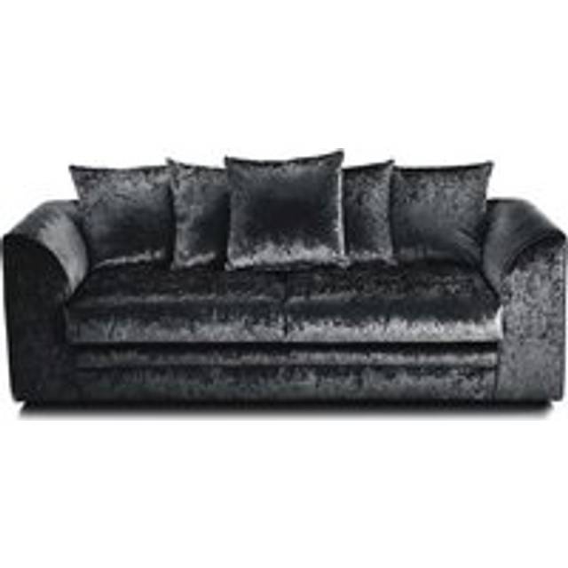 (Black, 3 Seater) Dylan Crushed Velvet Fabric Sofas