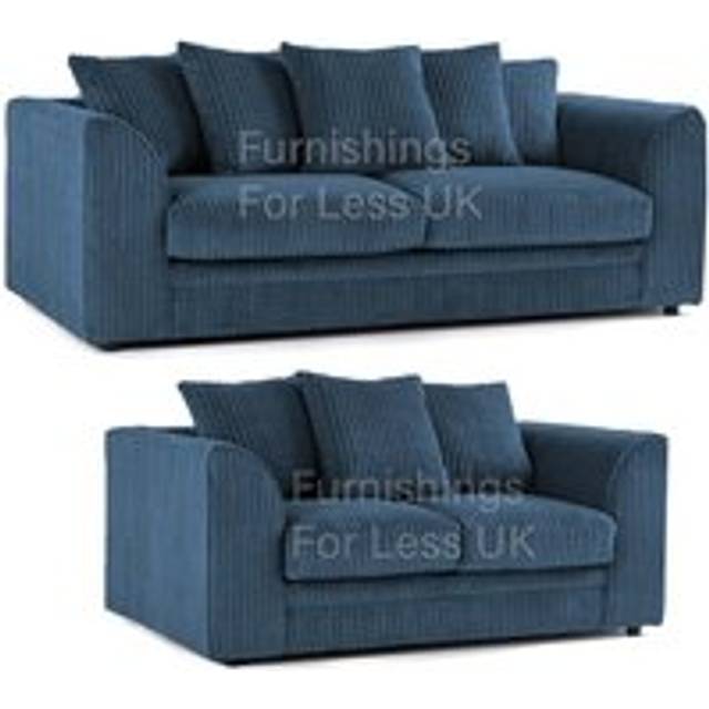 Luxor Jumbo Cord 3 + 2 Fabric Sofa Suite - Blue - One Size