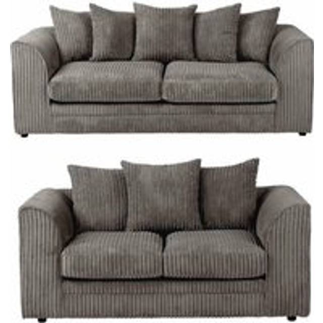 Dylan Jumbo Cord Fabric Sofa Set - Grey - One Size