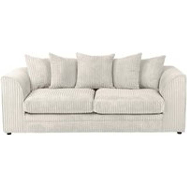 Luxury Life Dylan Jumbo Cord 3 Seater Fabric Sofa In Cream, Cream