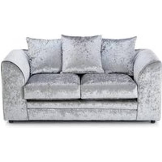 Luxury Life Dylan Crushed Velvet 2 Seater Fabric Sofa In Silver, Silver