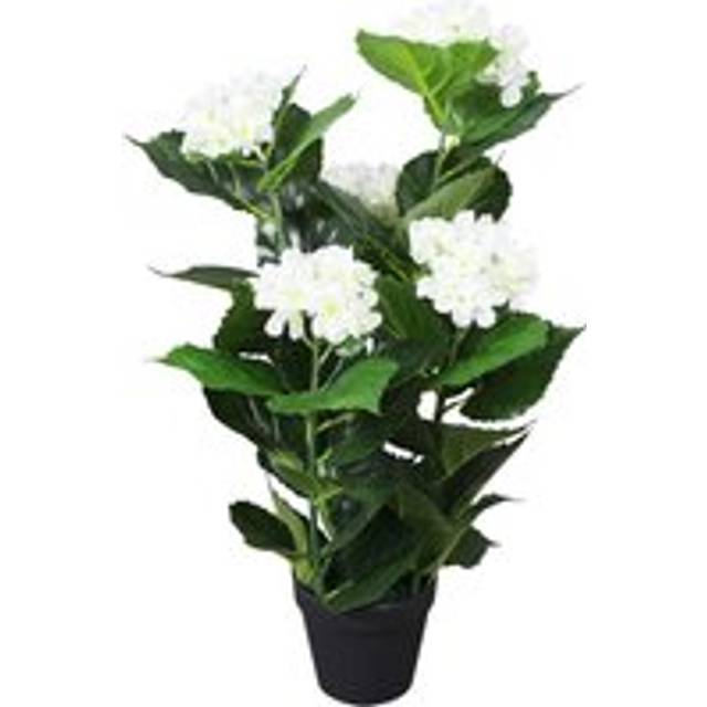 Artificial Hydrangea Plant with Pot 60 cm White - One Size