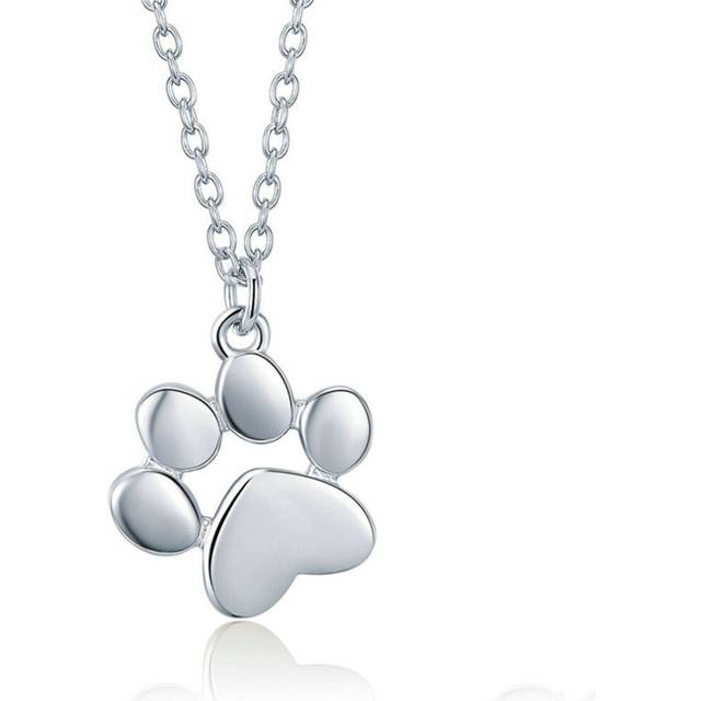 Silver plating Cute Animal Footprints Dog Cat Footprints Paw Necklaces Pendants Women Jewelry