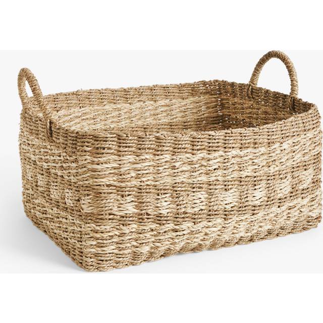 John Lewis Rectangular Seagrass Basket, Natural/White
