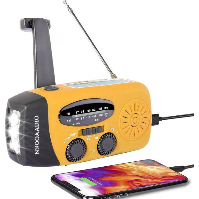 Wind Up Solar Radio, Survival Hand Crank Dynamo AM/FM Emergency Weather Radio, with Rechargeable USB Phone Charger, LED Bright Flashlight, use fo