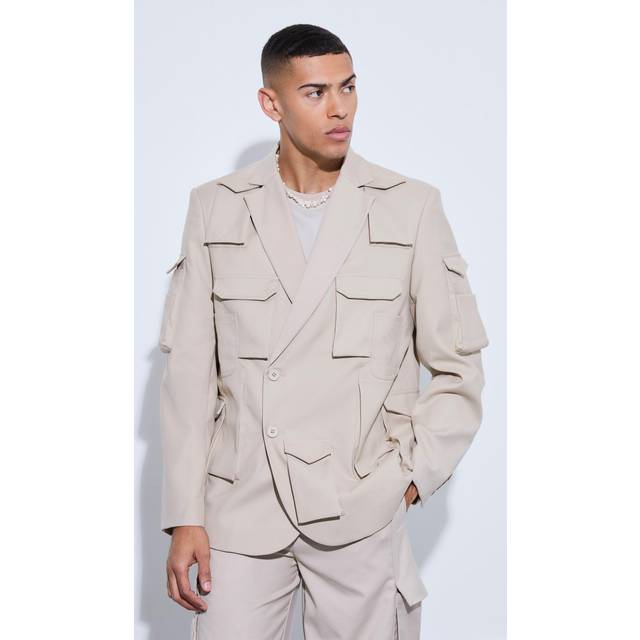 Extreme Pocket Oversized Blazer - Beige - 38