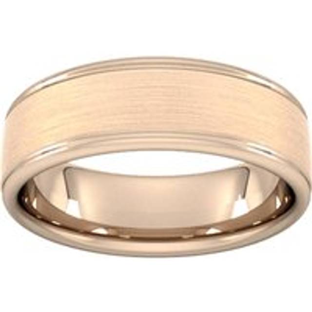 7mm Traditional Court Standard Matt Centre With Grooves Wedding Ring In 9 Carat Rose Gold - Ring Size V