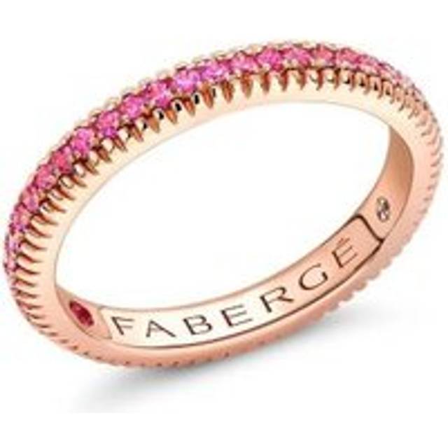 Faberge Colours of Love 18ct Rose Gold Pink Sapphire Fluted Band Ring - 52