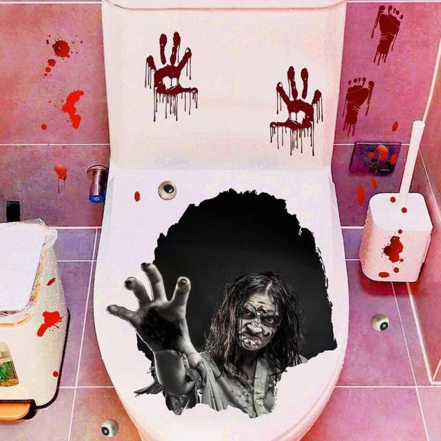 Halloween Horror Hand Decoration Wall Stickers Bathroom Toilet Stickers Background Wall Creative Wall Stickers