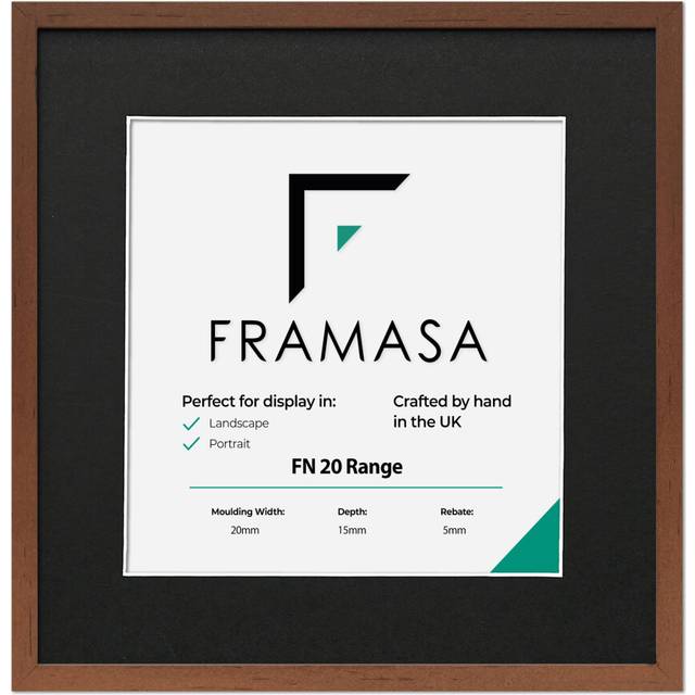 (Walnut Frame Black Mount, 10x10 Pic (12x12 Frame)) Thin Matt Picture Frames Walnut Photo Frames Poster Frames With Black, White or Ivory Mounts