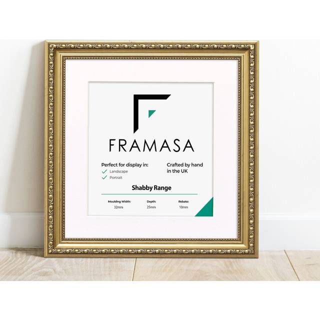 (Gold Frame White Mount, 20x20CM Pic (25x25CM Frame)) New Shabby Chic Picture Photo Frames ,Gold Antique Style Photo Frames,  With Multicolored Mounts