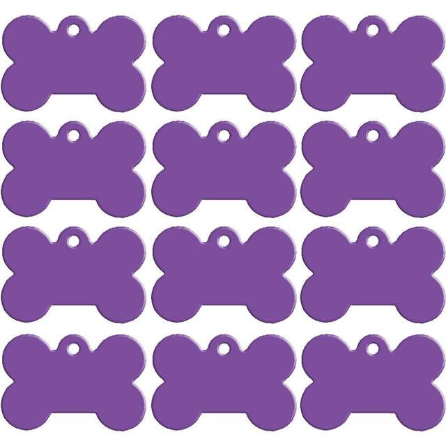 (Purple) 20pcs Bone Shape Custom Dog Tags for Pet Engraved Dog Cat Name Plate Collar Tag