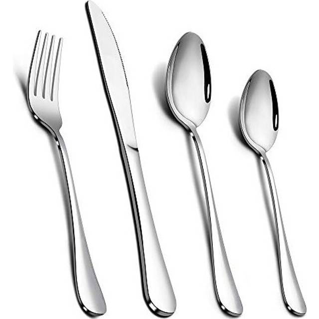 Cutlery Set, TeamFar 32 Piece Stainless Steel Flatware Silverware Set with Dinner Knife Spoon Fork, Service for 8 - Mirror Finish and Dishwasher Safe