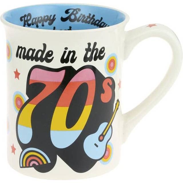 Enesco Our Name is Mud Decades Happy Birthday Made in The 70s Coffee Mug  16 Ounce  Multicolor