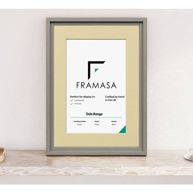 (Grey Frame Ivory Mount, 6x4 Pic (8x6 Frame)) Oslo Shabby Chic Range Grey Picture Frames  Art Poster Photo Frames With Multicolored Mounts White Ivory