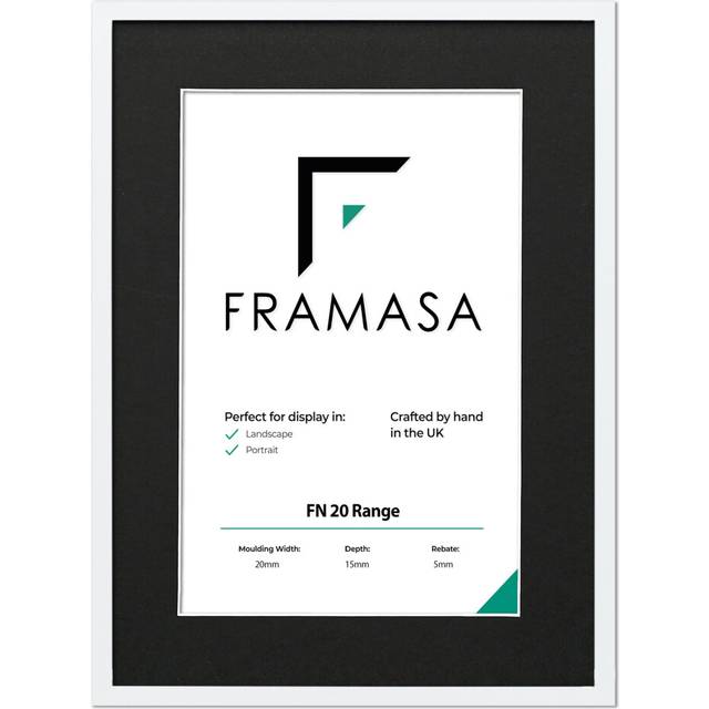(White Frame Black Mount, 6x4 Pic (8x6 Frame)) Thin Matt Picture Frames White Photo Frames Poster Frames With Black, White or Ivory Mounts