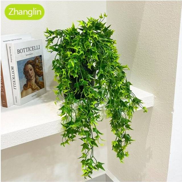 (B) Artificial Plant Red Maple Leaf Ivy Home Decor Green Creeper Leaf Rattan Festive Outd