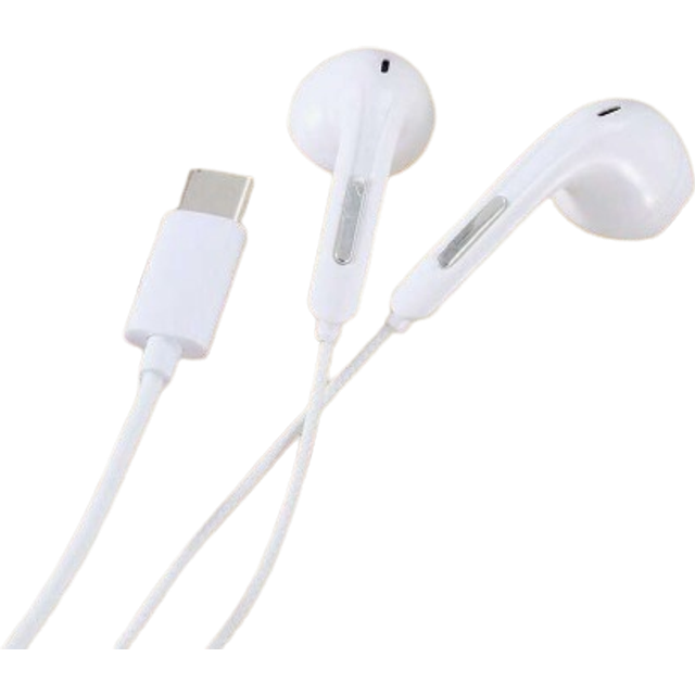 SHEIN Black New Version Leather Patterned Type-C Wired Half-In-Ear Earphones With Built-In Microphone, High-Definition Call Compatible With Apple, Samsung,