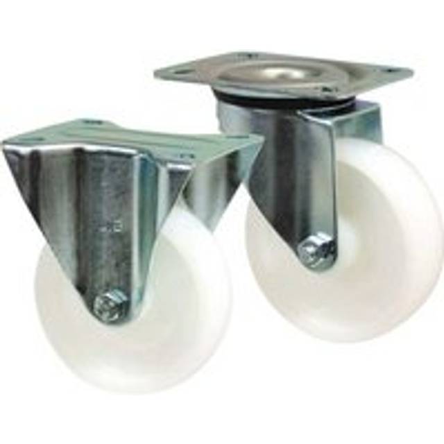 Fixed 100 dia White Polypropylene Castors 125kg cap
