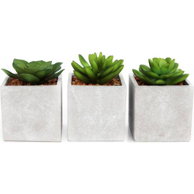 Artificial Fake Succulent Cactus Plant With Faux Cement Planter Pot