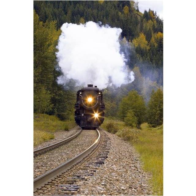 Steam Train On Tracks Poster Print by Carson Ganci, 22 x 34 - Large