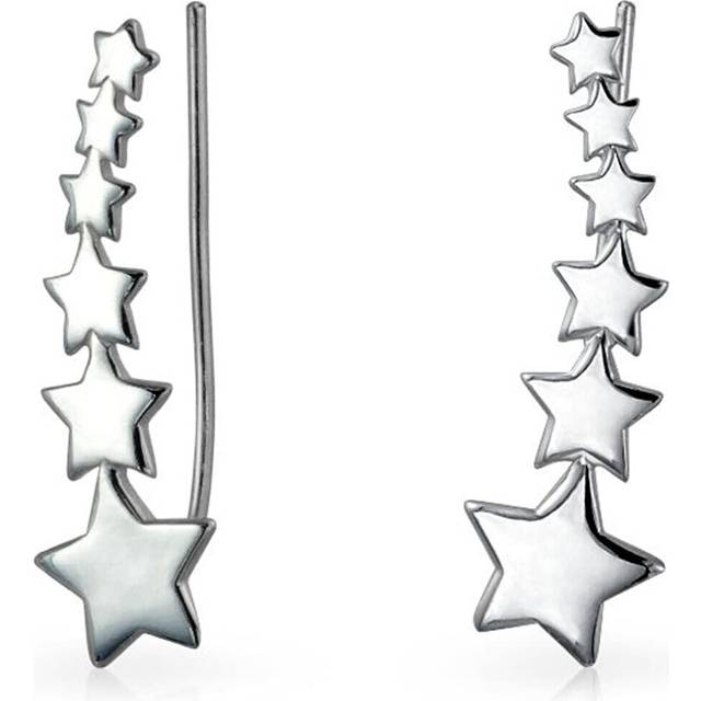 925 Silver Star Shooting Star Star Motif Ear Pin Ear Crawler Teen Earrings [Bling Jewelry] Women's gray