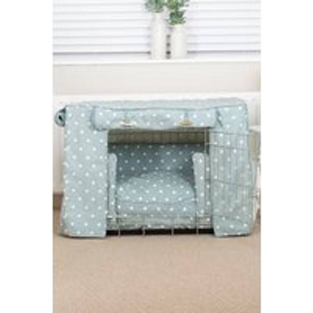 Cotton Dog Crate Set Grey Spot - Green - XXL