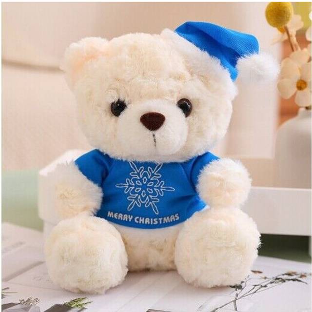 (Beige bear + blue coat) Teddy Bear Plush Cuddly Toy Soft Cute Stuffed Animal Christmas Birthday Gift UK