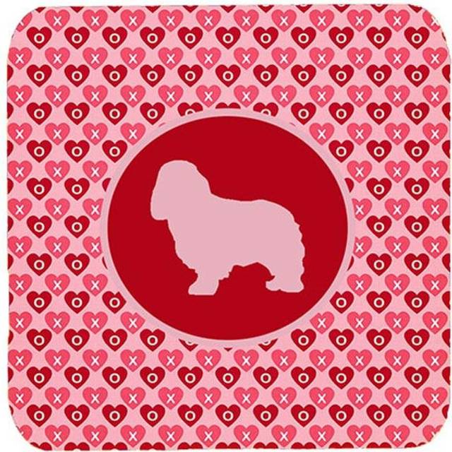Cavalier Spaniel Valentine Hearts Foam Coasters - Set 4, 3.5 x 3.5 In.