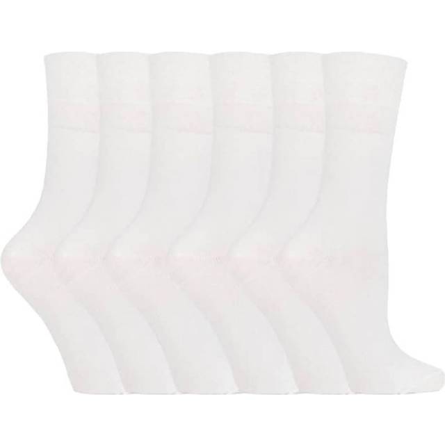 Gentle Grip Womens - 6 Pairs Ladies Non Elastic Socks - GG67 White Cotton - Size UK 4-8