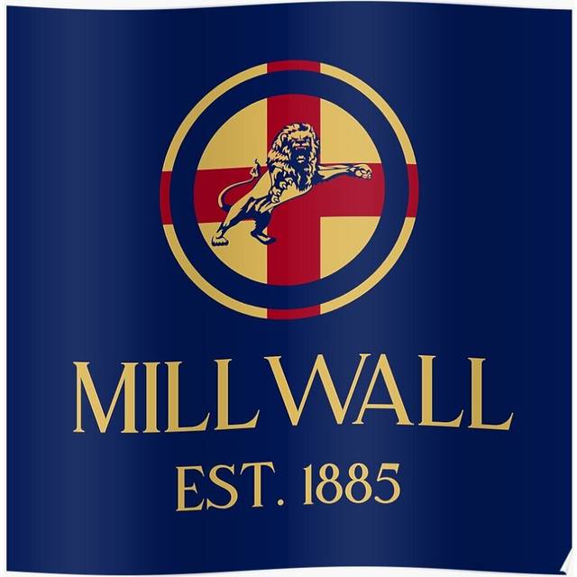 Posters Millwall England Gold 16x20 inch or 20x20 inch Wall Art Soccer Print