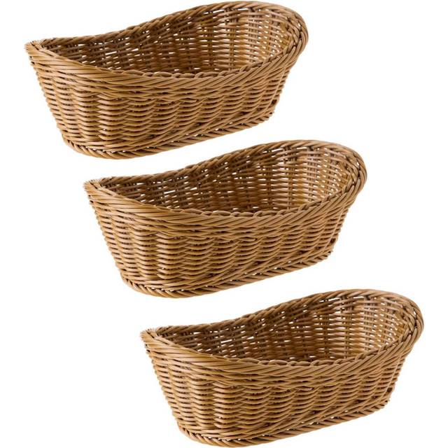 3X Oval Wicker Woven Basket Bread Basket Serving Basket, 11 Inch Storage Basket