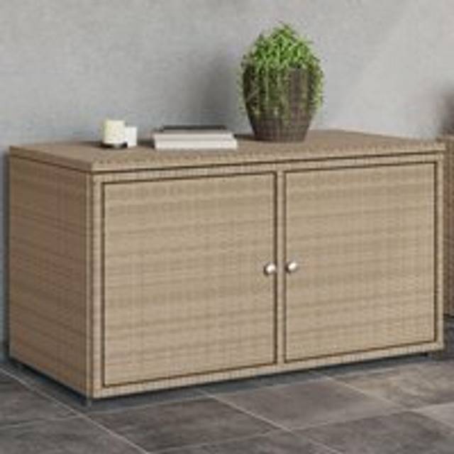 Garden Storage Cabinet Beige 110x55x60.5 cm Poly Rattan - One Size