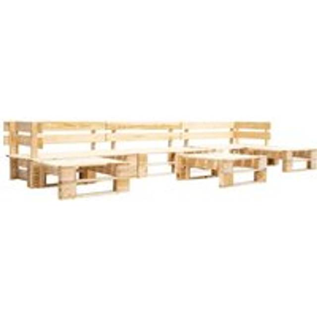6 Piece Garden Pallet Lounge Set Natural Wood - Brown - One Size